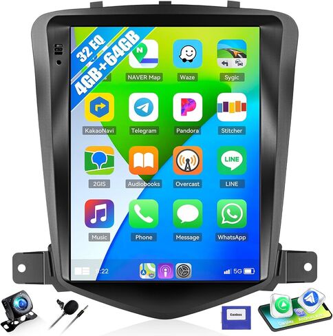 راديو سيارة 2G + 64G لسيارة شيفروليه تشيفي كروز 2010-2015 مع CarPlay اللاسلكي Android Auto 9 بوصة تعمل باللمس وحدة رئيسية Android 13 ستيريو السيارة مع كاميرا احتياطية AHD نظام تحديد المواقع العالمي (GPS) بلوتوث FM واي فاي in Saudi Arabia