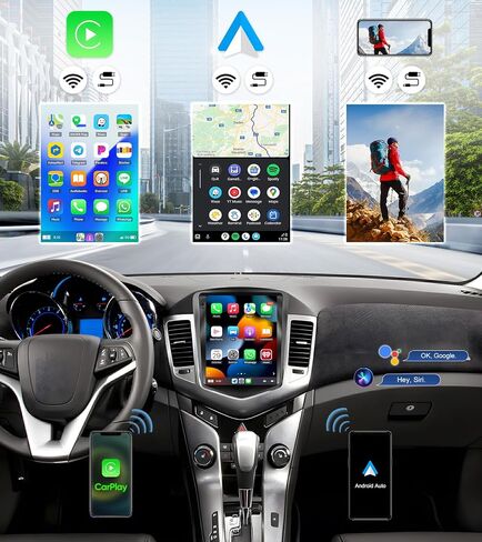 راديو سيارة 2G + 64G لسيارة شيفروليه تشيفي كروز 2010-2015 مع CarPlay اللاسلكي Android Auto 9 بوصة تعمل باللمس وحدة رئيسية Android 13 ستيريو السيارة مع كاميرا احتياطية AHD نظام تحديد المواقع العالمي (GPS) بلوتوث FM واي فاي in Saudi Arabia