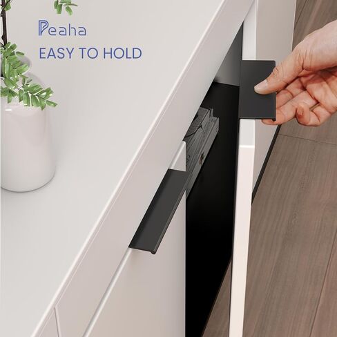 Peaha 10 Pack Kitchen Cabinet Handles 5 inch Black Pulls for Dresser Drawers Door Edge Finger Pull Aluminum Alloy Hardware in Saudi Arabia