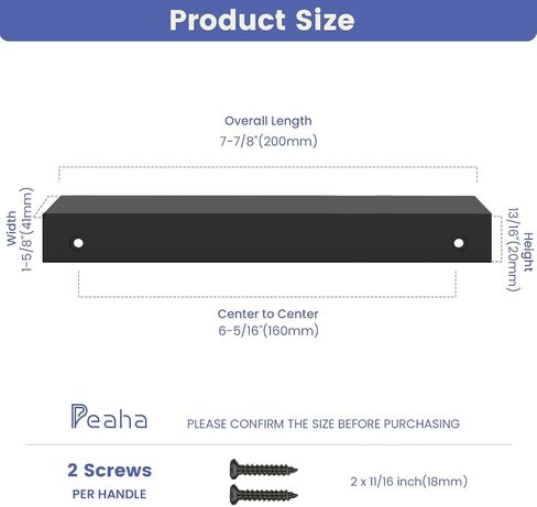 Peaha 10 Pack Kitchen Cabinet Handles 5 inch Black Pulls for Dresser Drawers Door Edge Finger Pull Aluminum Alloy Hardware in Saudi Arabia