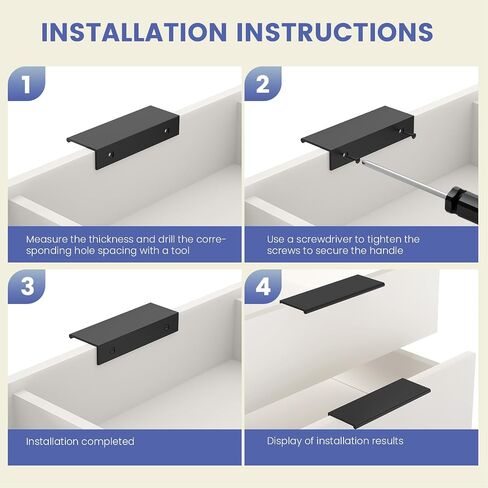 Peaha 10 Pack Kitchen Cabinet Handles 5 inch Black Pulls for Dresser Drawers Door Edge Finger Pull Aluminum Alloy Hardware in Saudi Arabia