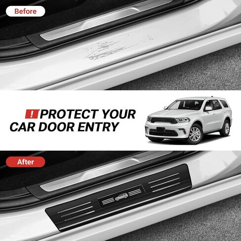 Hellet 4PCS Car Door Sill Protector for Toyota 2024 2025 Grand Highlander (Including Hybrid) LE XLE Limited and Platinum Accessories Stainless Steel Material Black Brushed Door Entry Guards in Saudi Arabia