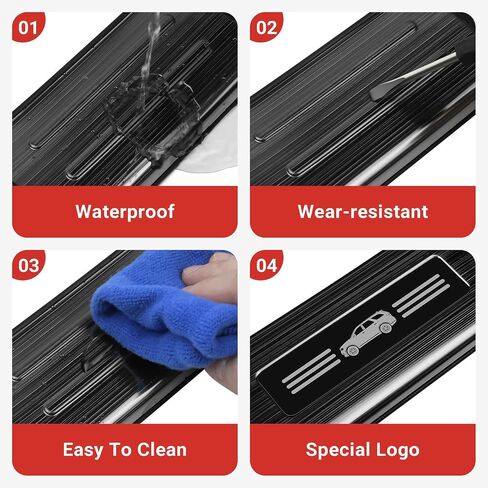 Hellet 4PCS Car Door Sill Protector for Toyota 2024 2025 Grand Highlander (Including Hybrid) LE XLE Limited and Platinum Accessories Stainless Steel Material Black Brushed Door Entry Guards in Saudi Arabia