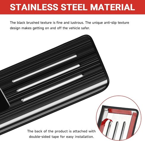 Hellet 4PCS Car Door Sill Protector for Toyota 2024 2025 Grand Highlander (Including Hybrid) LE XLE Limited and Platinum Accessories Stainless Steel Material Black Brushed Door Entry Guards in Saudi Arabia