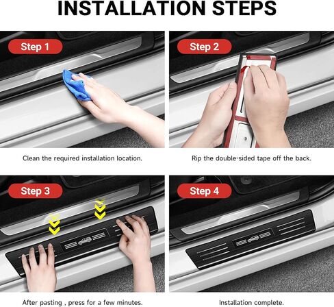 Hellet 4PCS Car Door Sill Protector for Toyota 2024 2025 Grand Highlander (Including Hybrid) LE XLE Limited and Platinum Accessories Stainless Steel Material Black Brushed Door Entry Guards in Saudi Arabia