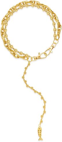 GZQ Layered Gold-tone Pants Chain for Women Men Cross Luxury Pearl Wallet Chain Jean Chains for Women Jewelry(NN35) in Saudi Arabia