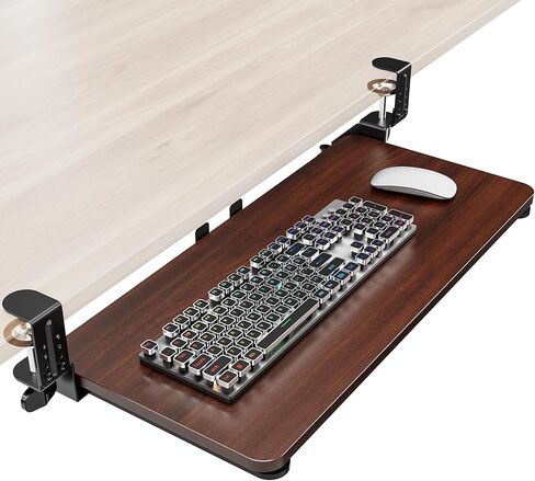 Ergonomic Mouse & Keyboard Tray Under Desk, Pull Out with Adjustable C-clamp, 20 x 11.8 Inch Slide Out Computer Keyboard Drawer Mouse Tray for Typing, Black in Saudi Arabia