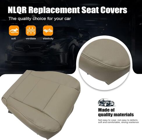NLQR Front Driver Side Bottom Replacement Microfiber Leather Seat Cover Stone Gray Compatible with Toyota Land Cruiser 1998 1999 2000 2001 2002 2003 2004 2005 2006 2007 in Kuwait