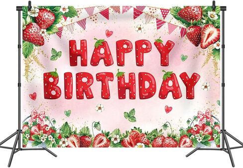 Binqoo Strawberry Bradith Backdrop 7x5ft Strawberry Shortcake Party Bracket in Kuwait