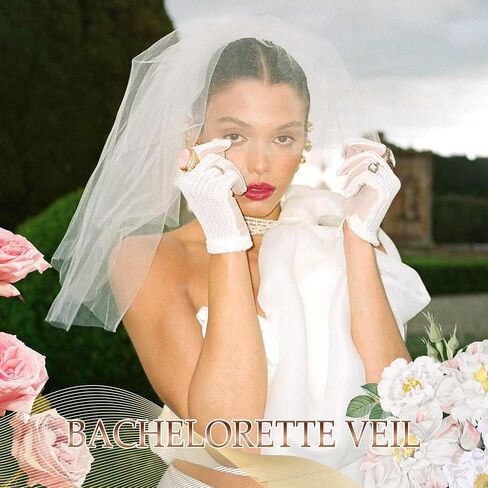 Wedding Veil Pearl Veil 1 Tier White Veils Fingertip Length Bride Headwear Bridal Tulle Veils with Metal Comb for Women Bridal Shower Prom Photography in Saudi Arabia