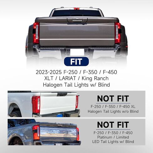 Tail Light Compatible with 2023 2024 2025 Ford F250 F350 Left Driver Side Rear Taillight Assembly w/Blind Spot, Halogen Type,Replace OEM PC3Z13405B FO2800294 in Saudi Arabia