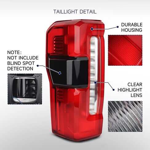 Tail Light Compatible with 2023 2024 2025 Ford F250 F350 Left Driver Side Rear Taillight Assembly w/Blind Spot, Halogen Type,Replace OEM PC3Z13405B FO2800294 in Saudi Arabia