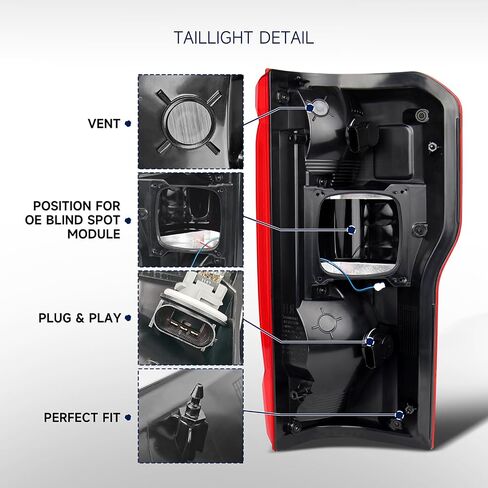 Tail Light Compatible with 2023 2024 2025 Ford F250 F350 Left Driver Side Rear Taillight Assembly w/Blind Spot, Halogen Type,Replace OEM PC3Z13405B FO2800294 in Saudi Arabia