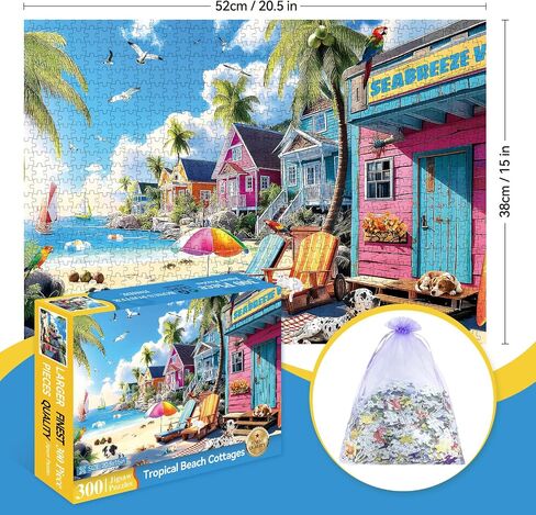 300 Piece Jigsaw Puzzle for Adults&Kids-Galapagos Islands Puzzles for Adults Large Piece-Volcanic Lake Landscape with Rocks- Perfection Game for Relaxation, Gift & Home Decor (20.5" x 15") in Saudi Arabia