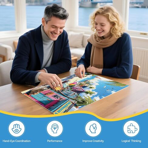 300 Piece Jigsaw Puzzle for Adults&Kids-Galapagos Islands Puzzles for Adults Large Piece-Volcanic Lake Landscape with Rocks- Perfection Game for Relaxation, Gift & Home Decor (20.5" x 15") in Saudi Arabia