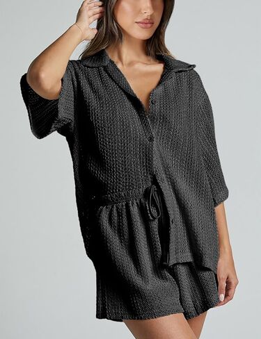 2 قطعة تغطية ملابس السباحة الكروشيه للنساء جوفاء خارج مجموعات نصف الأكمام متماسكة مجموعات شورتات (صلى الله عليه وسلم) in Kuwait