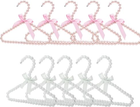 Pearl Hangers for Pet Clothes, Mini Clothing Hangers with Exquisite Design, Organize Your Wardrobe, Reliable Material, Wide Usage for Infant Baby Girls Boys Toddlers Dogs Cats (10PCS-White) in Kuwait