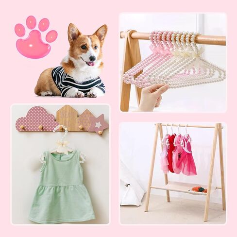 Pearl Hangers for Pet Clothes, Mini Clothing Hangers with Exquisite Design, Organize Your Wardrobe, Reliable Material, Wide Usage for Infant Baby Girls Boys Toddlers Dogs Cats (10PCS-White) in Kuwait