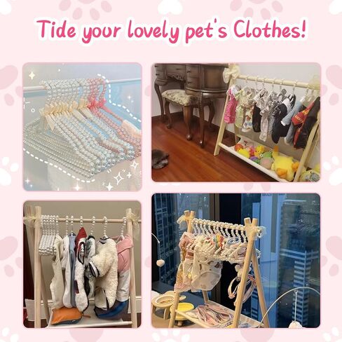 Pearl Hangers for Pet Clothes, Mini Clothing Hangers with Exquisite Design, Organize Your Wardrobe, Reliable Material, Wide Usage for Infant Baby Girls Boys Toddlers Dogs Cats (10PCS-White) in Kuwait