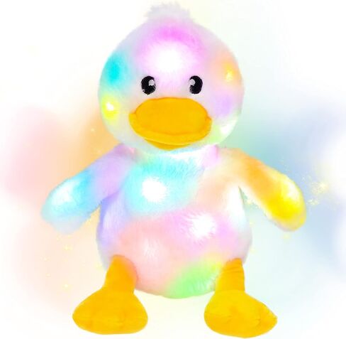 Hopearl LED Musical Stuffed Polar Bear Lighting Up Singing Plush Toy Adjustable Volume Lullaby Animated Soothe Birthday Festival for Kids Toddler Girls, White, 11'' in Kuwait