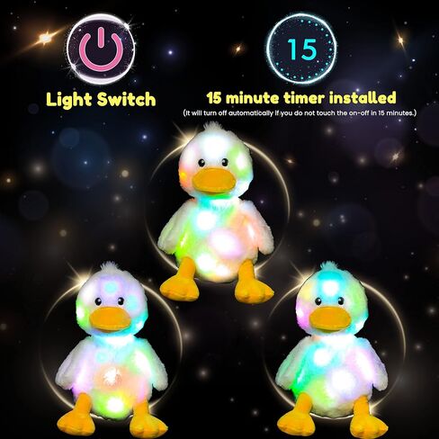 Hopearl LED Musical Stuffed Polar Bear Lighting Up Singing Plush Toy Adjustable Volume Lullaby Animated Soothe Birthday Festival for Kids Toddler Girls, White, 11'' in Kuwait