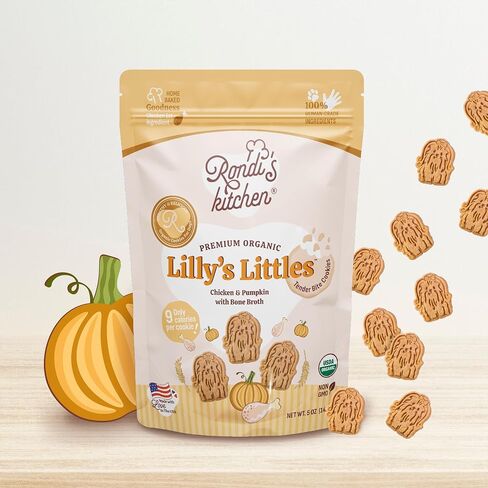 Rondi's Kitchen Lilly's Littles All-Natural & Organic Healthy Soft Dog Treats, Healthy Snacks for Small Dogs, Puppies, and Seniors, Tender Bite Cookies, Human Grade - Chicken & Peanut Butter in Saudi Arabia
