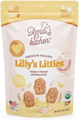 Rondi's Kitchen Lilly's Littles All-Natural & Organic Healthy Soft Dog Treats, Healthy Snacks for Small Dogs, Puppies, and Seniors, Tender Bite Cookies, Human Grade - Chicken & Peanut Butter in Saudi Arabia