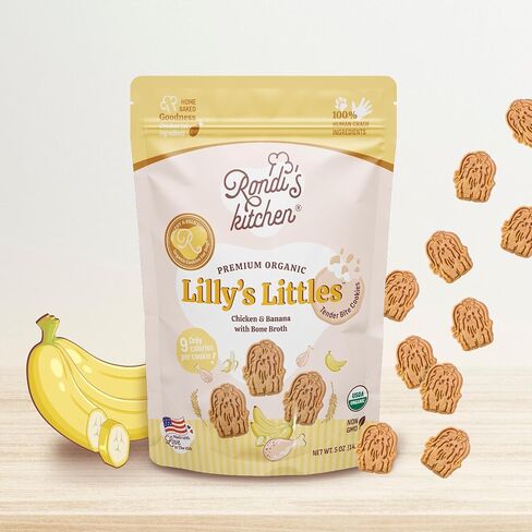 Rondi's Kitchen Lilly's Littles All-Natural & Organic Healthy Soft Dog Treats, Healthy Snacks for Small Dogs, Puppies, and Seniors, Tender Bite Cookies, Human Grade - Chicken & Peanut Butter in Saudi Arabia