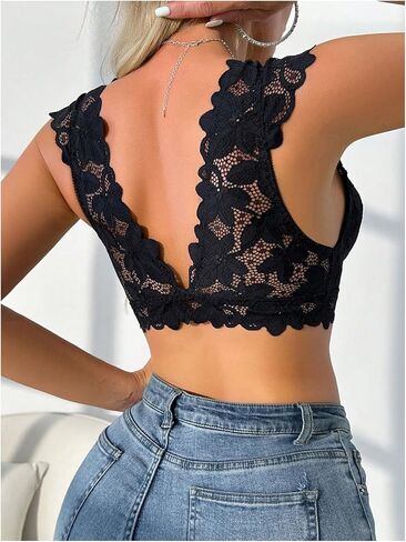 Oyoangle Women's Front Front Front Lace Bralettes No Underwire Cap Sleeve Backless Bras غير المبطنة in Kuwait