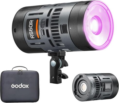 Godox RS60BI LED Video Light,Mini Size 60W Power,CCT/HSI/RGBW/FX Mode,with Detachable Battery,Support E27 Socket/USB/NPF/V-Mount Battery Power for Photographers,Filmmakers,Studios in Kuwait
