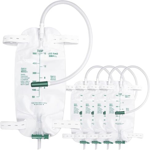 5 Pack 500ml Leg Bag with 18" Tubing – Portable & Wearable for Outdoor Activities, Travel, and On-The-Go – Leak-Proof with Adjustable Straps for Easy Drainage, Green in Kuwait