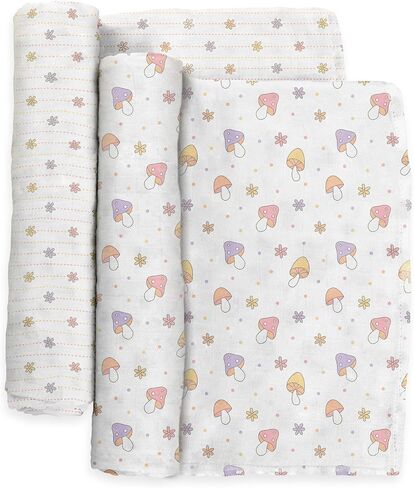 JuJuBe x Studio Oh! Baby Essentials Swaddle Blanket Set - Soft, Comfortable, Neutral Newborn Baby Swaddle Blankets for Baby Shower & Baby Registry - Nursery Essentials - Cherry Cute in Kuwait