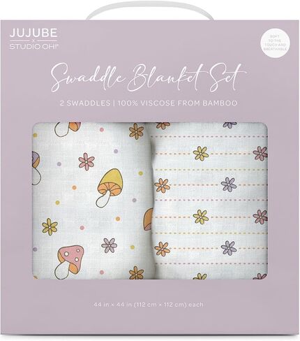 JuJuBe x Studio Oh! Baby Essentials Swaddle Blanket Set - Soft, Comfortable, Neutral Newborn Baby Swaddle Blankets for Baby Shower & Baby Registry - Nursery Essentials - Cherry Cute in Kuwait