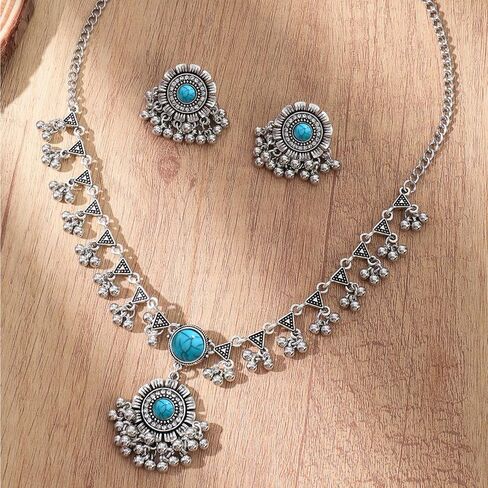 Indian Jewelry Sets for Women - Oxidized Gold/Silver Bollywood Choker Necklace, Jhumkas Earrings, Traditional Vintage Ethnic Accessories Costume in Saudi Arabia