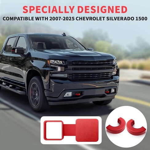 for Chevy Silverado 1500 Accessories 2007-2025 Tow Hook Covers Paired with Customized 2 Inch Rear Trailer Hitch Cover Heavy Duty Protection Stable and not Easy to Fall Off (Black) in Saudi Arabia