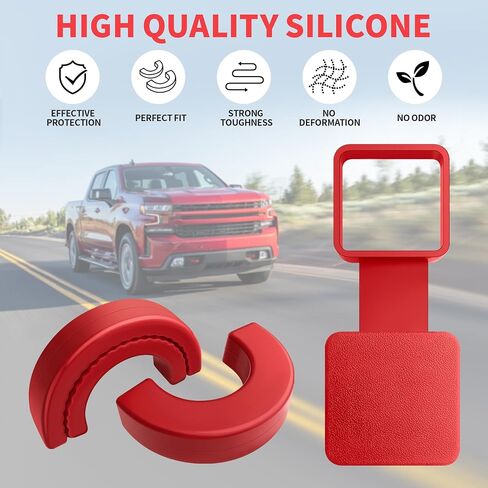 for Chevy Silverado 1500 Accessories 2007-2025 Tow Hook Covers Paired with Customized 2 Inch Rear Trailer Hitch Cover Heavy Duty Protection Stable and not Easy to Fall Off (Black) in Saudi Arabia