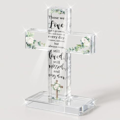 PVOPVO Cross Christian Gifts, Christian Bible Verse Artwork Inspirational Religious Gifts Decor for Mom Sister Floral Bible Verse Desk God Decor Knick Knacks in Kuwait