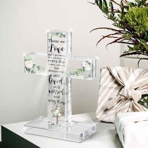 PVOPVO Cross Christian Gifts, Christian Bible Verse Artwork Inspirational Religious Gifts Decor for Mom Sister Floral Bible Verse Desk God Decor Knick Knacks in Kuwait