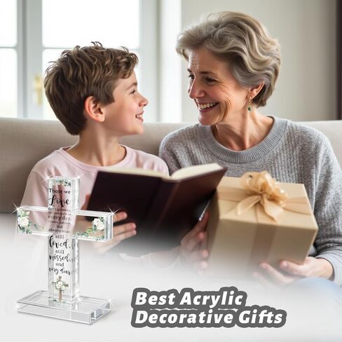 PVOPVO Cross Christian Gifts, Christian Bible Verse Artwork Inspirational Religious Gifts Decor for Mom Sister Floral Bible Verse Desk God Decor Knick Knacks in Kuwait