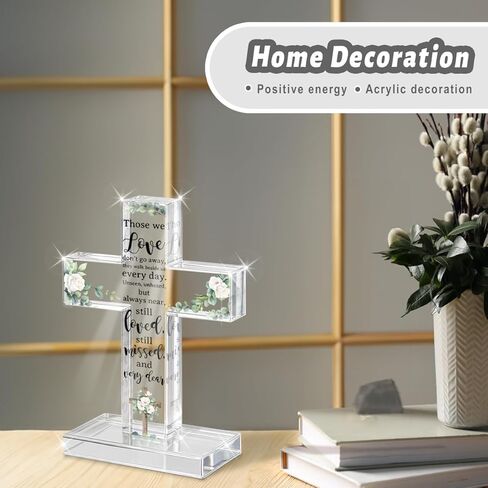 PVOPVO Cross Christian Gifts, Christian Bible Verse Artwork Inspirational Religious Gifts Decor for Mom Sister Floral Bible Verse Desk God Decor Knick Knacks in Kuwait