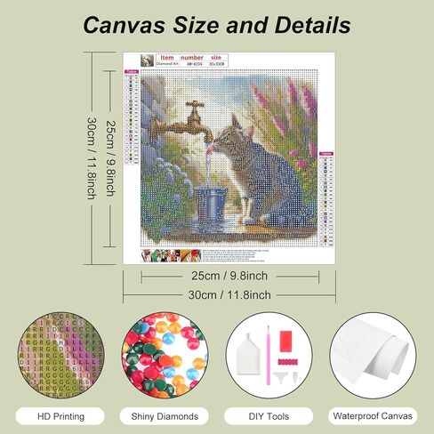 AMORARS Diamond Painting Kit for Adults, 5D Black Cat Diamond Art for Beginners - DIY Full Diamond Dot Gem Art Painting, Suitable Gifts and Home Wall Decoration Crafts, 12x12Inch in Kuwait