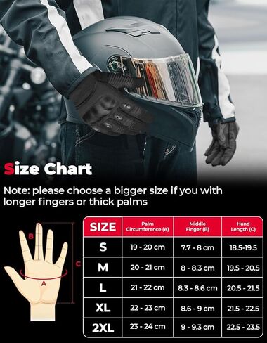 قفازات الدراجات النارية للرجال والنساء - قفازات سباق الرياضة القوية لأجهزة الشاشة التي تعمل باللمس - حماية كاملة للإصبع للسيارة ، والدراجات النارية ، و BMX ، و ATV ، و MTB ، وركوب الجبال in Kuwait