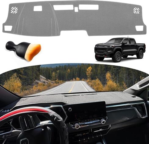 غطاء DASH لـ Chevy Chevrolet Colorado/GMC Canyon 2023-2025 2026 لوحة القيادة حصيرة حصيرة وحدة تحكم مركزية مركزية حصيرة Sunshade (Black Trim) in Kuwait