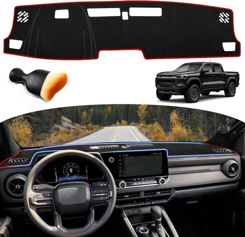 غطاء DASH لـ Chevy Chevrolet Colorado/GMC Canyon 2023-2025 2026 لوحة القيادة حصيرة حصيرة وحدة تحكم مركزية مركزية حصيرة Sunshade (Black Trim) in Kuwait