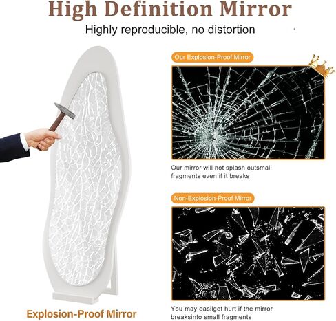 69"x 24" Wavy Mirror Full Length,Lights Irregular led Full Length Mirror, Wavy Wall Mirror,Shatter-Proof Hanging or Leaning Against Wall for Cloakroom/Bedroom/Living Room,Walnut in Kuwait