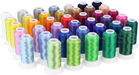 CleverDelights 40 Color Embroidery Machine Thread Set - 1100 Yard Spools - Strong Polyester Thread - for Brother Babylock Janome Singer Pfaff Husqvarna Bernina Machines - 40 Wt (120D/2) Thread in Saudi Arabia