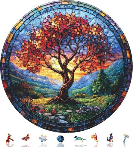 Puzzles for Adults, Tree of Life Waterfall River Wooden Jigsaw Puzzles 200pcs,11.2x112in, Medium, Unique Shape Adult Puzzles,Irregular Wood Creative for Adults and Kids Family Game in Kuwait