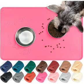VIVAGLORY Flexmat Dog Food Mat Pet Feeding Mat for Food and Water & Indoor Cats, Waterproof Silicone Grippy with Raised Edges Lip, L, Chocolate in Kuwait