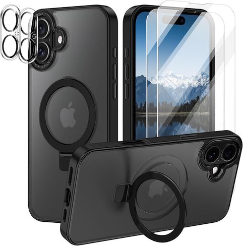 حافظة Lamcase لهاتف iPhone 16 Plus، مع حامل مغناطيسي غير مرئي [حماية من السقوط العسكري] [متوافق مع MagSafe] مقاوم للصدمات وشفاف ومضاد للانزلاق مع واقي شاشة، وردي فاقع in Saudi Arabia
