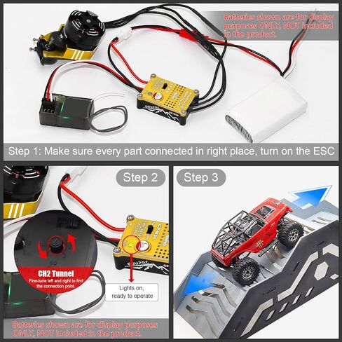 GOUPRC 2204 2400KV Brushless Outrunner Motor with Transmission & 30A Brushless Mini Esc for SCX24 Axial 1/24 Remote Control Car Truck Crawler Black & Red in Kuwait